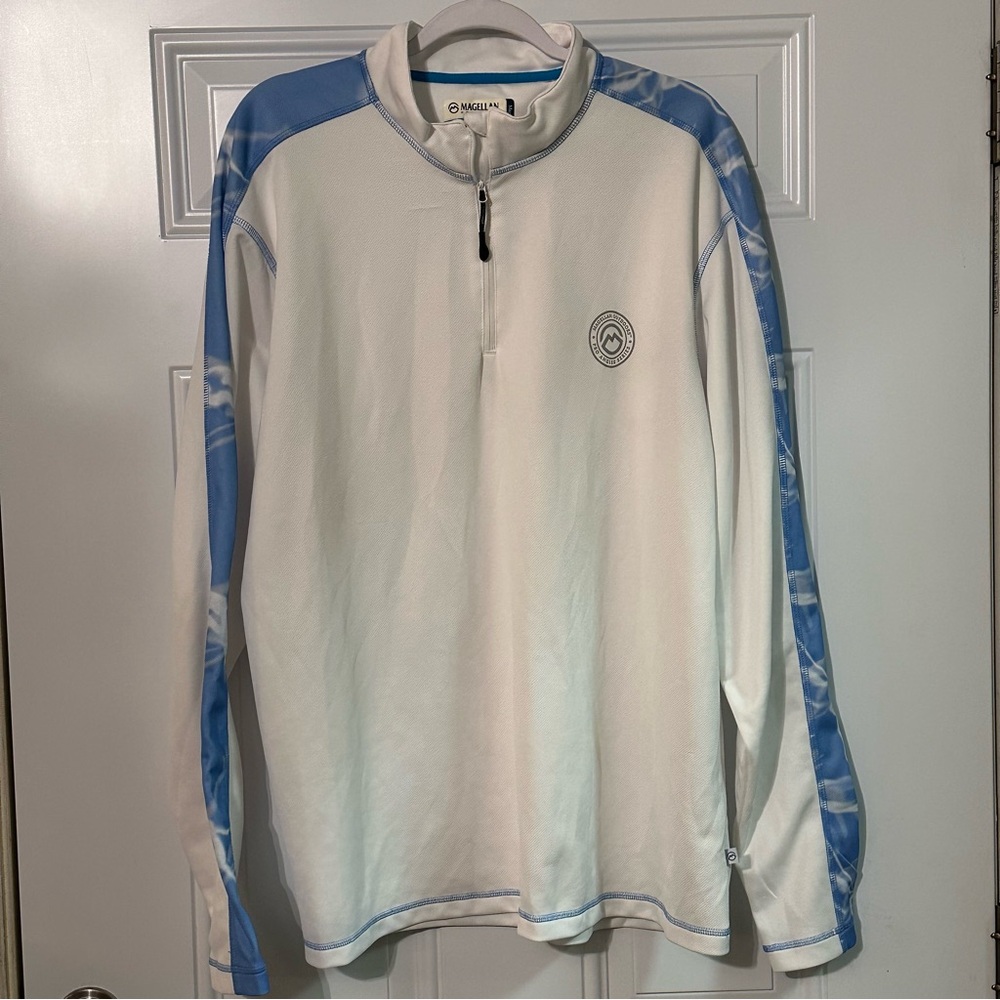 Magellan Fish Gear Mag Wick Pullover Top White Long Sleeve 1/4 Zip Men’s XXL